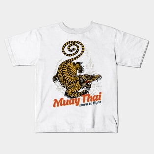 Vintage Muay Thai Tiger Tattoo Kids T-Shirt